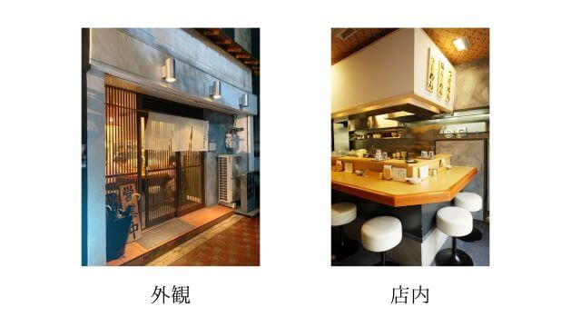 山崎麺二郎の外観と店内の写真